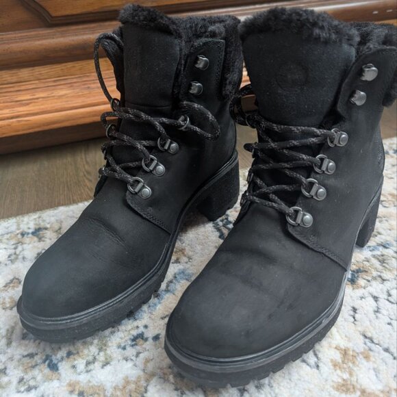 Timberland Kinsley 6" Waterproof Hiking Boots Women's Sz 9 Black Nubuck Lug Sole - Picture 4 of 16